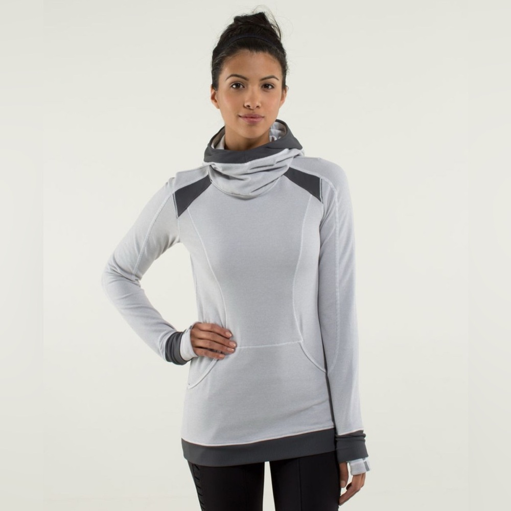 lululemon athletica | Base Runner Hoodie Wee Stripe White & Gray Size 12